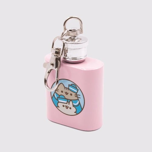 Pusheen Mini Keychain Flask Portable Adventure Drinkware CultureFly Clip-On Image 1