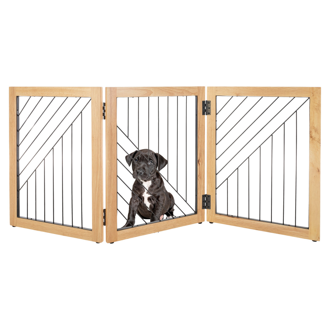 Pet Gate - Indoor Folding Dog Gate for Stairs or Doorways - Freestanding Pet Fence for Cats and Dogs Image 1