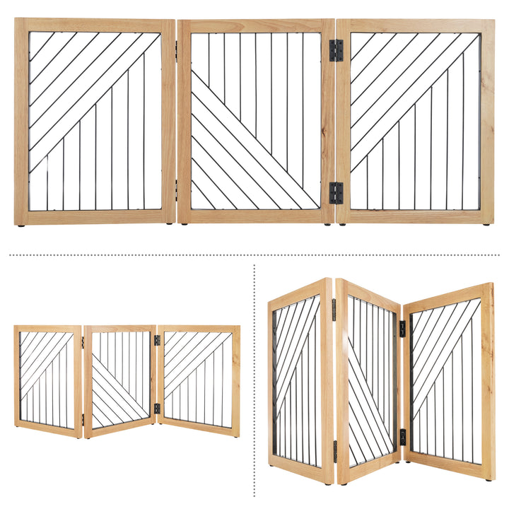 Pet Gate - Indoor Folding Dog Gate for Stairs or Doorways - Freestanding Pet Fence for Cats and Dogs Image 3