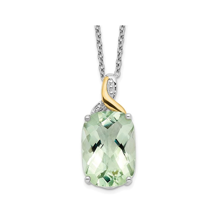 5.79 Carat (ctw) Green Quartz Oval Pendant Necklace in Sterling Silver with Chain Image 1
