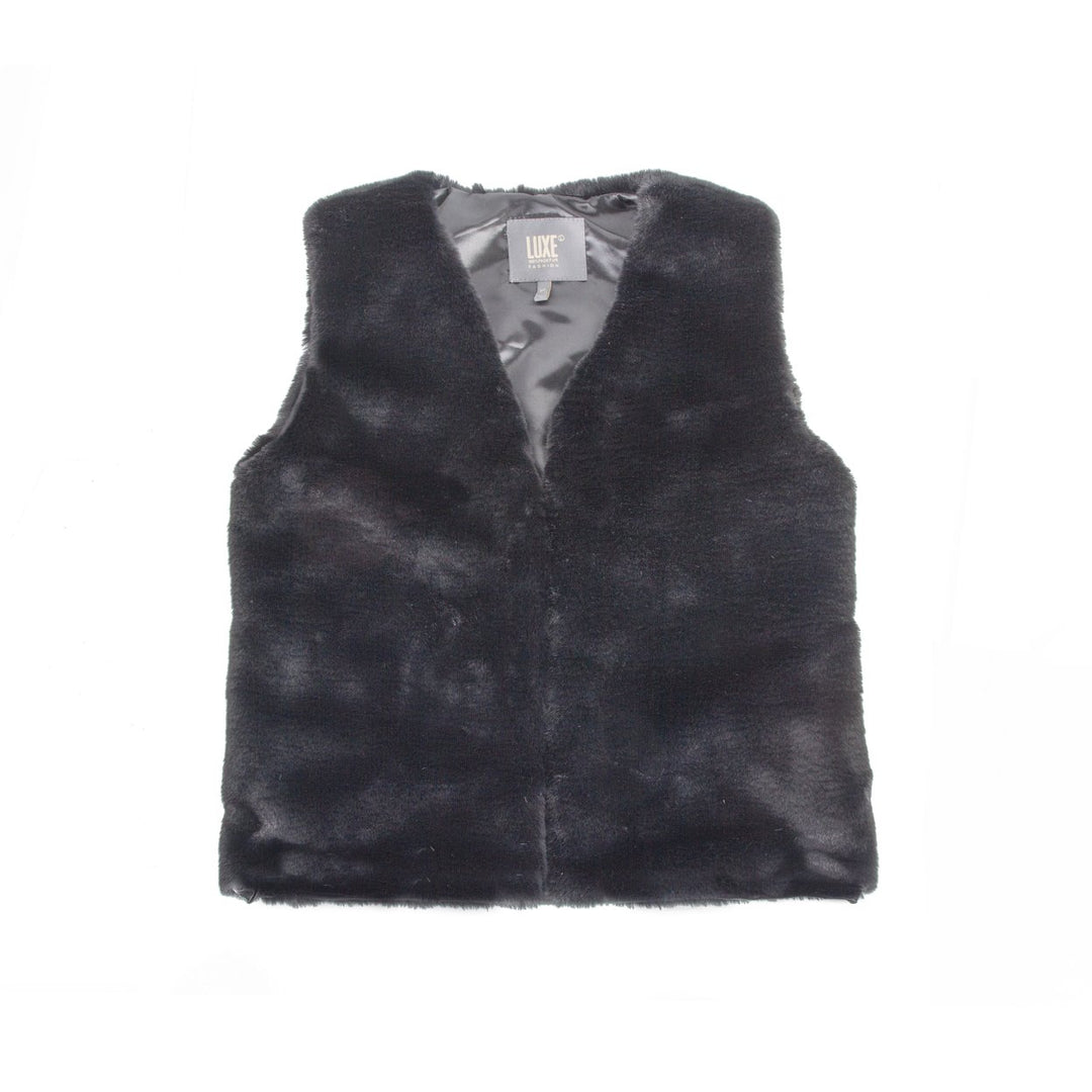 Luxe Fashion Faux faux Vest Black Womens 1-Piece Acrylic Plush Size XS-XL Image 1