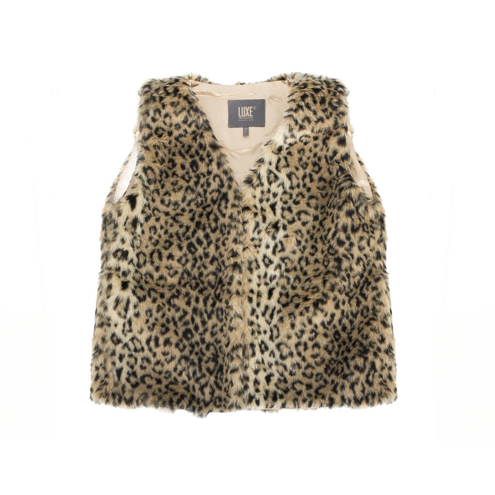 Luxe Fashion Leopard Faux faux Vest Womens Size XS-L Acrylic Plush Lined Image 1