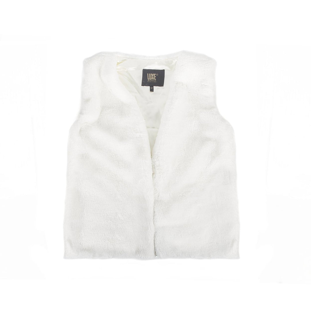 Luxe Fashion Faux faux Vest Off White Women Sizes XS-XL Fully Lined Acrylic Image 1