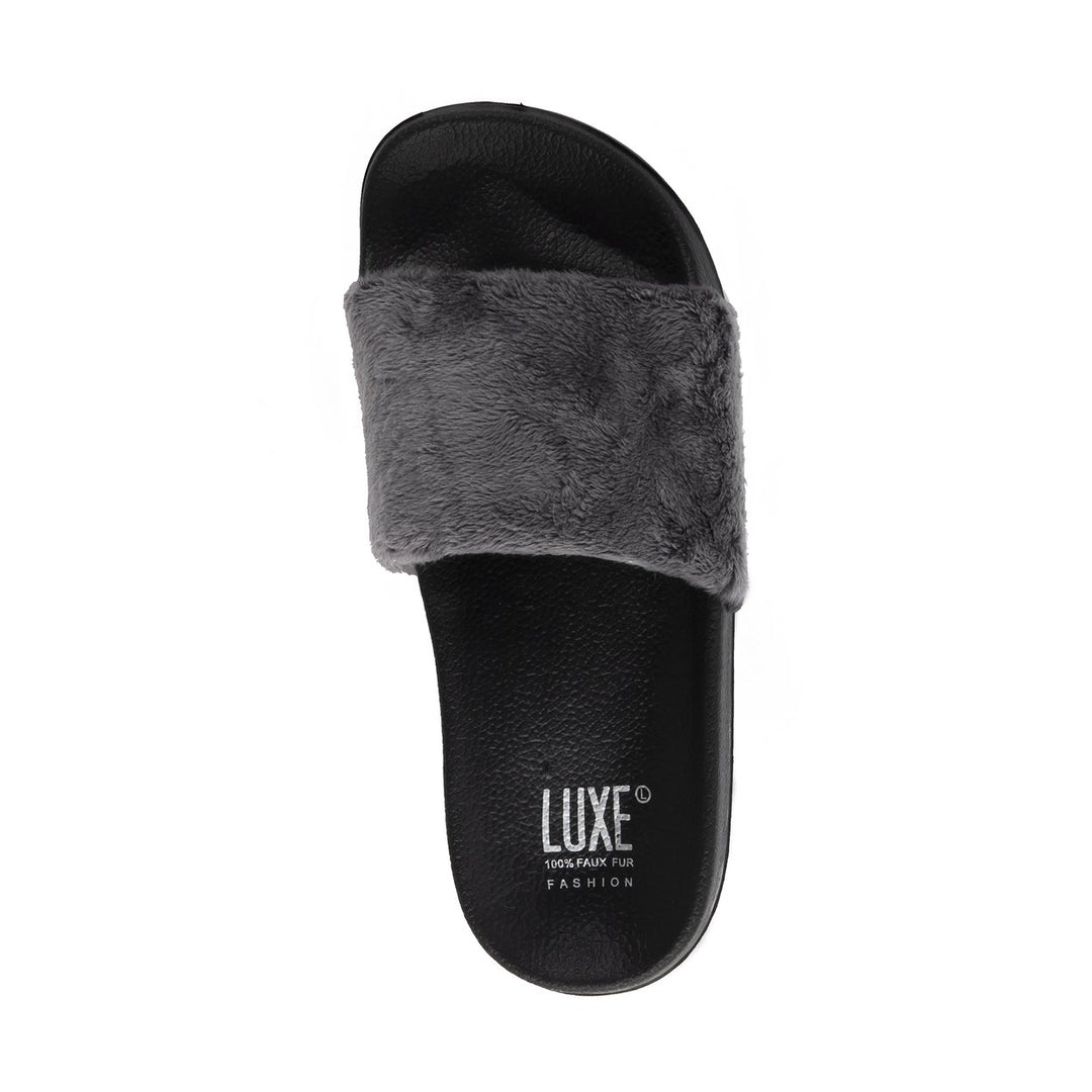 Luxe Faux Sheepskin Women Slides 9/10 Soft faux Band Cushioned Sole Casual Chic Image 1