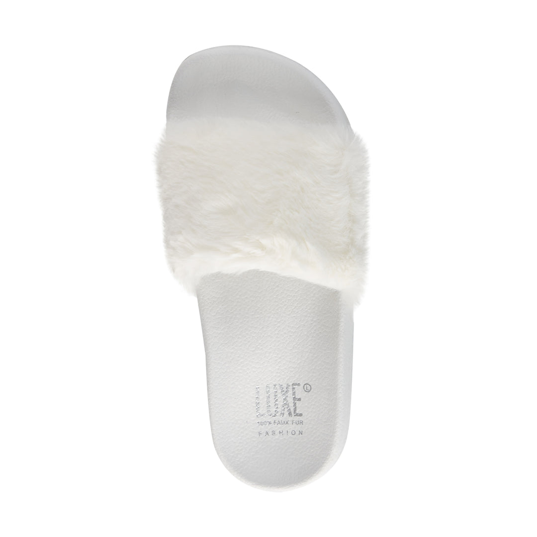 Luxe Fashion Classic Faux Sheepskin Women Slides  1-Piece  Off white Image 7