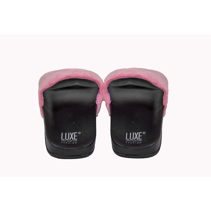 Luxe Fashion Classic Faux Sheepskin Women Slides  1-Piece  Pink Image 3