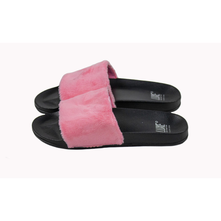 Luxe Fashion Classic Faux Sheepskin Women Slides  1-Piece  Pink Image 4