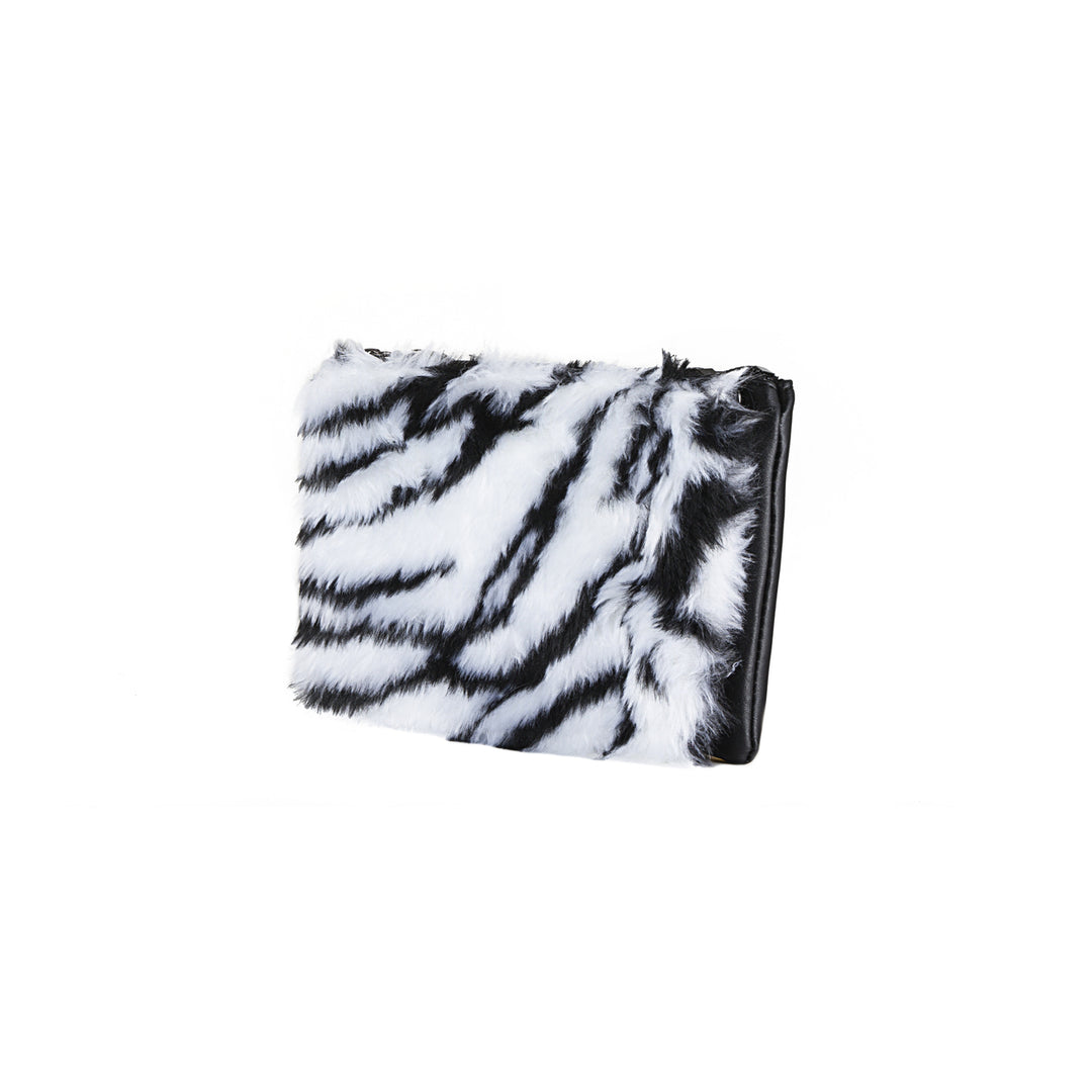 Luxe Fashion Faux faux Clutch Zebra Detachable Strap 2 Compartments Soft Acrylic Image 2