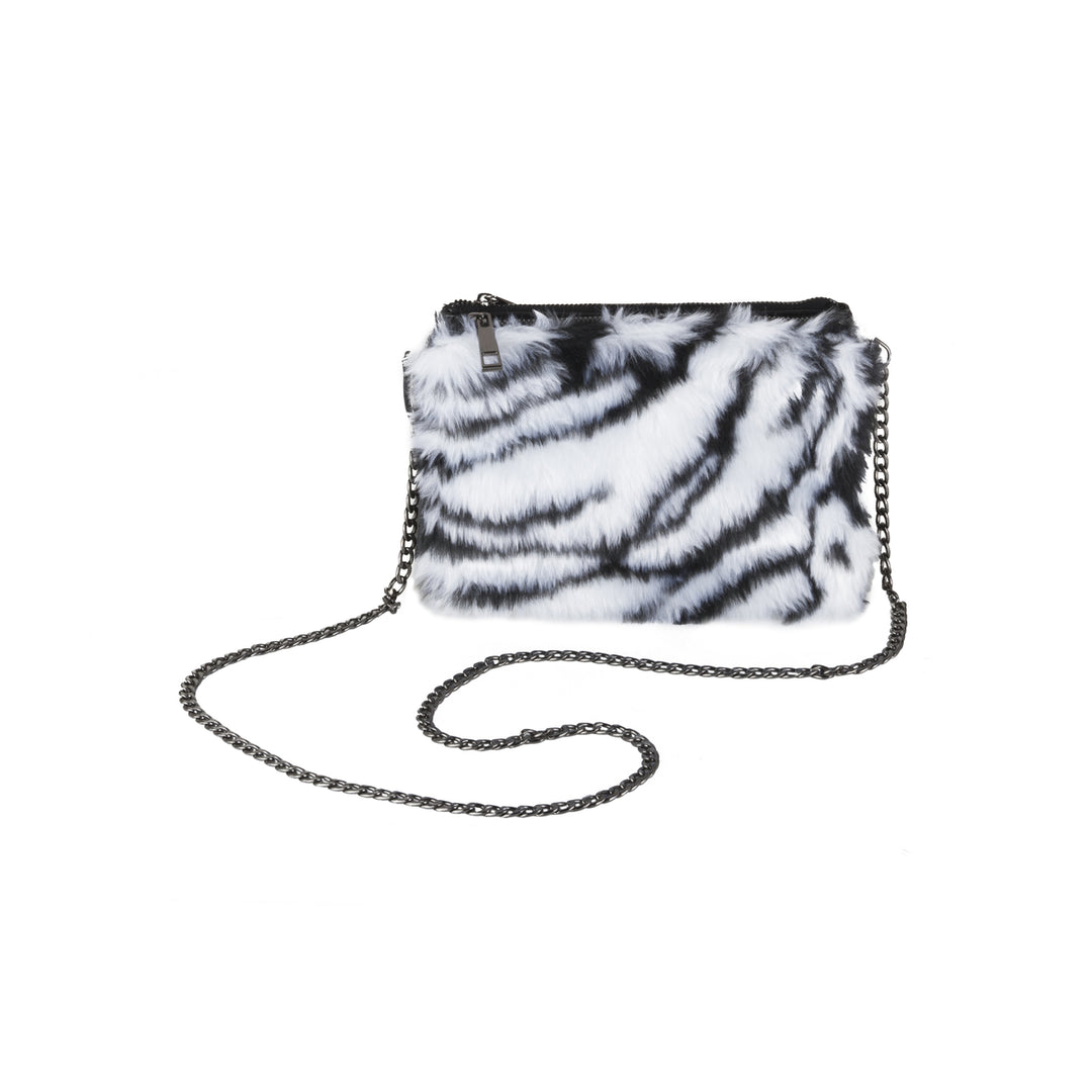 Luxe Fashion Faux faux Clutch Zebra Detachable Strap 2 Compartments Soft Acrylic Image 3