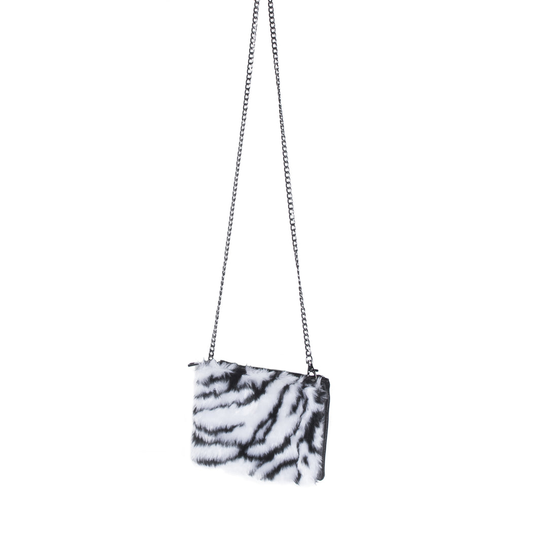 Luxe Fashion Faux faux Clutch Zebra Detachable Strap 2 Compartments Soft Acrylic Image 4