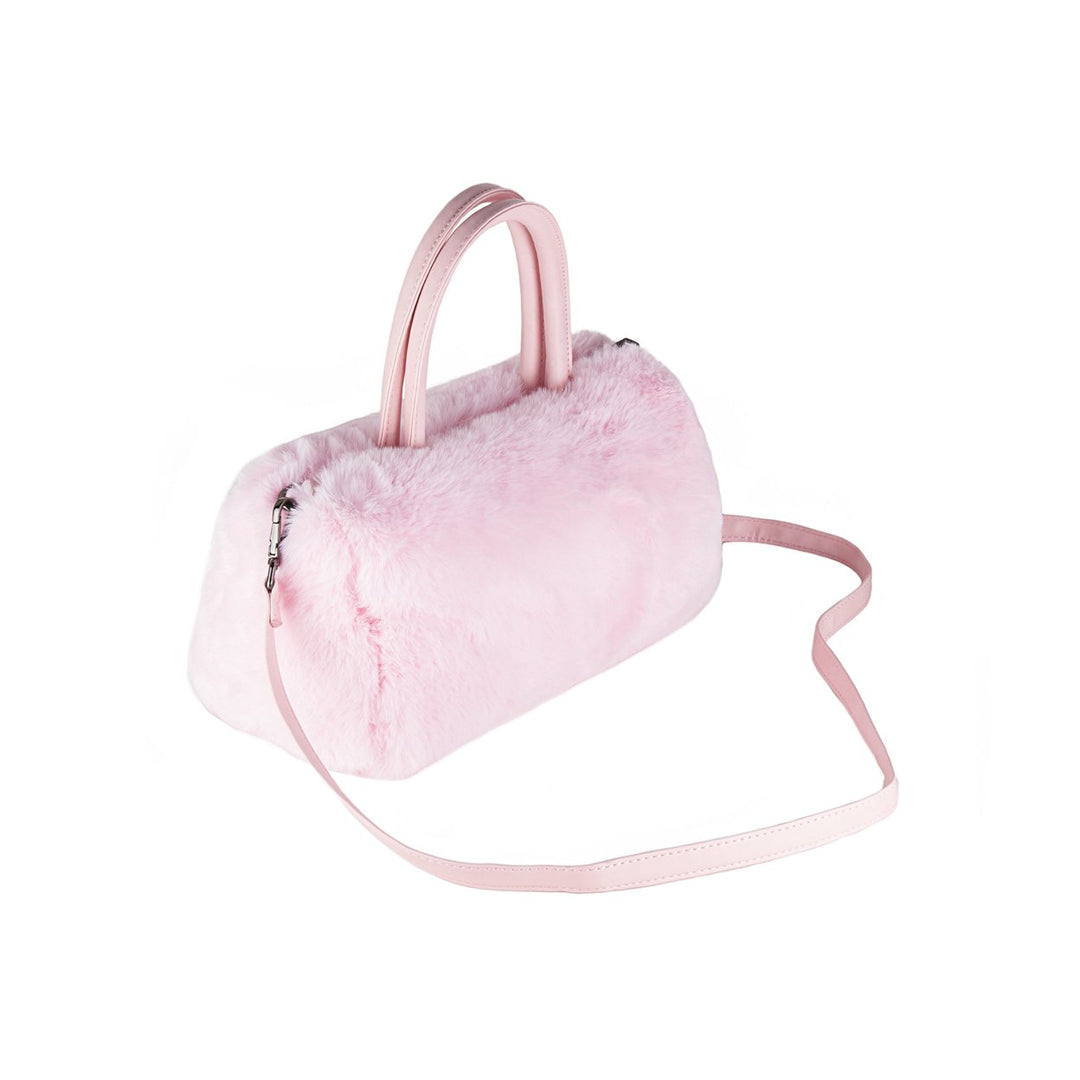 Luxe Fashion Faux faux Bowler Bag Pink Detachable Strap Lined 2 Pockets Stylish Image 4