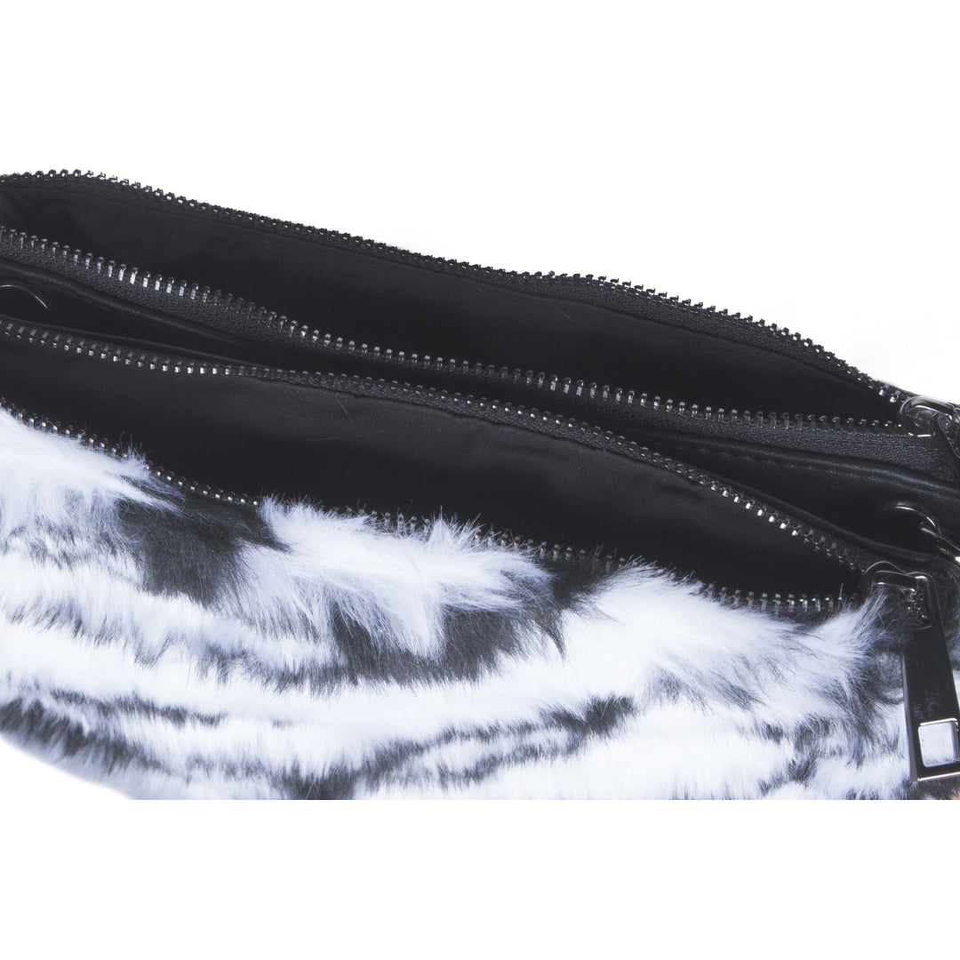 Luxe Fashion Faux faux Clutch Zebra Detachable Strap 2 Compartments Soft Acrylic Image 6