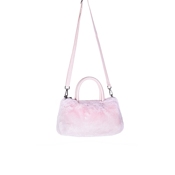 Luxe Fashion Faux faux Bowler Bag Pink Detachable Strap Lined 2 Pockets Stylish Image 4