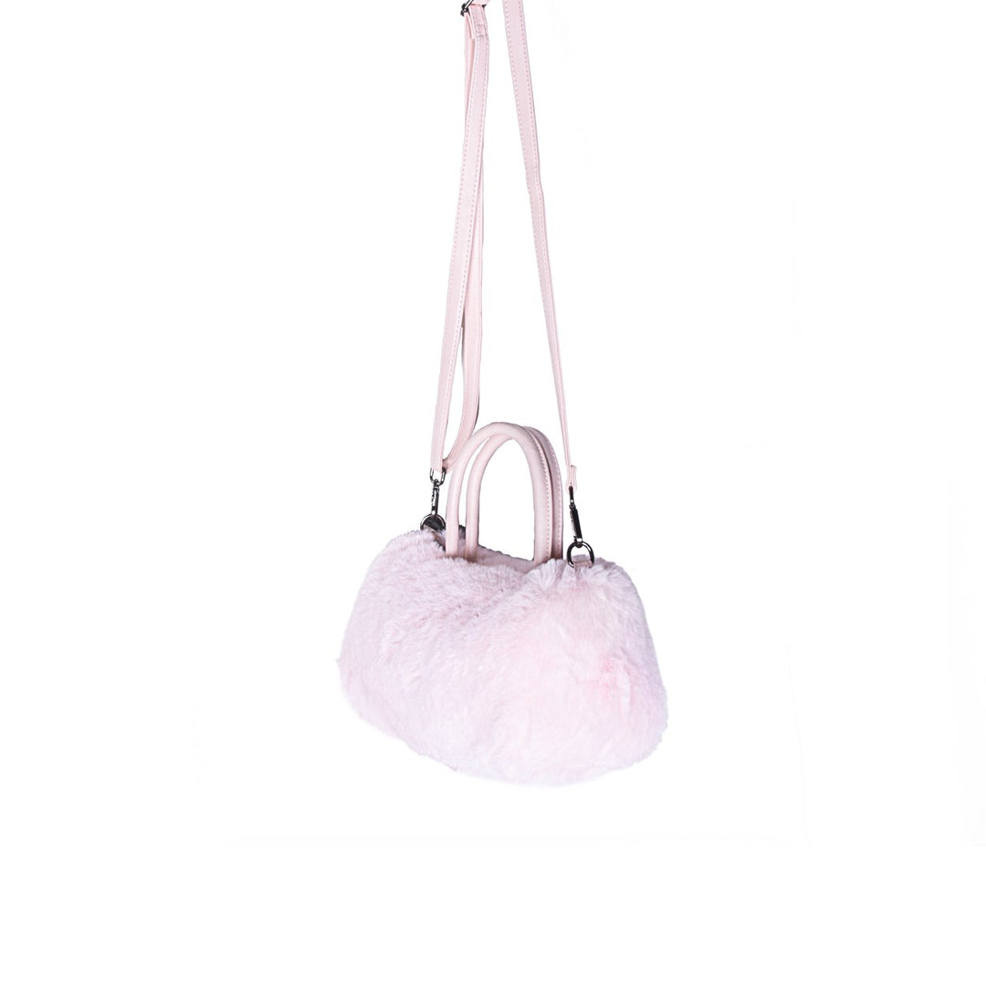 Luxe Fashion Faux faux Bowler Bag Pink Detachable Strap Lined 2 Pockets Stylish Image 6