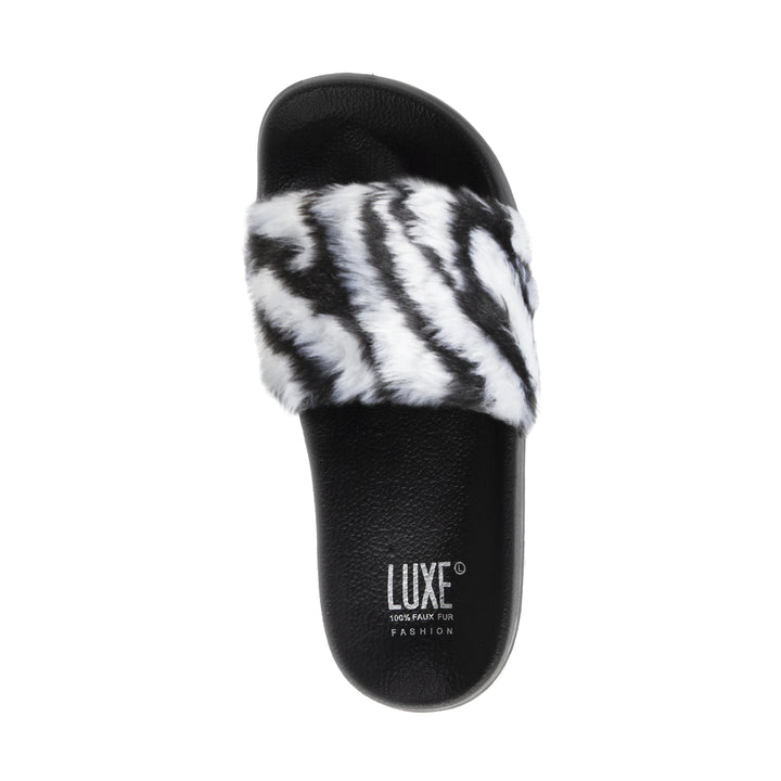 Luxe Fashion Classic Faux Sheepskin Women Slides | 1-Piece | Zebra | 9/10 Image 1