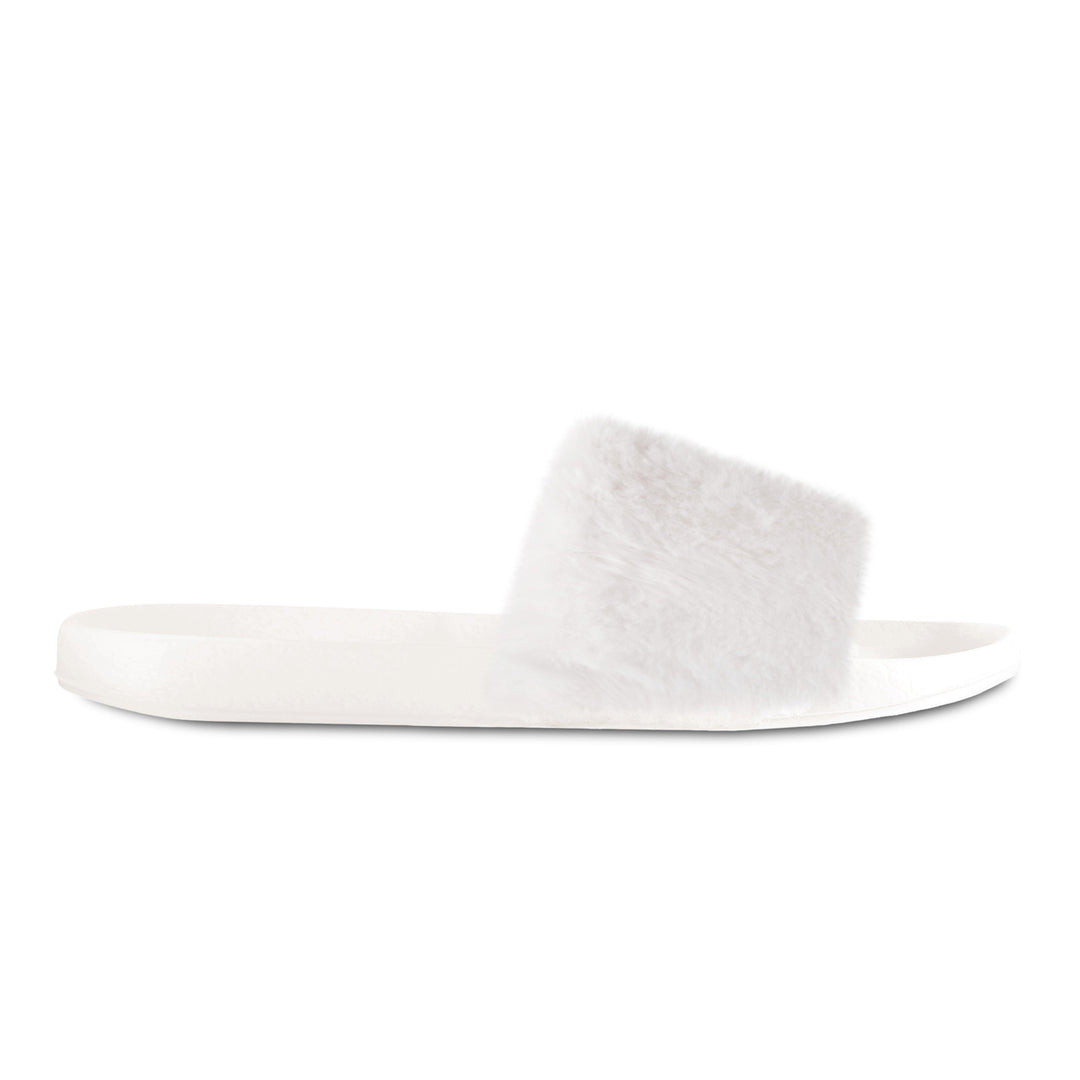 Luxe Fashion Classic Faux Sheepskin Women Slides  1-Piece  Off white  7/8 Image 2