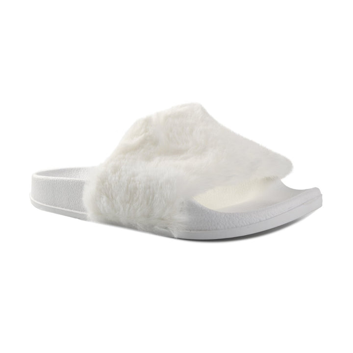 Luxe Fashion Classic Faux Sheepskin Women Slides  1-Piece  Off white  7/8 Image 3