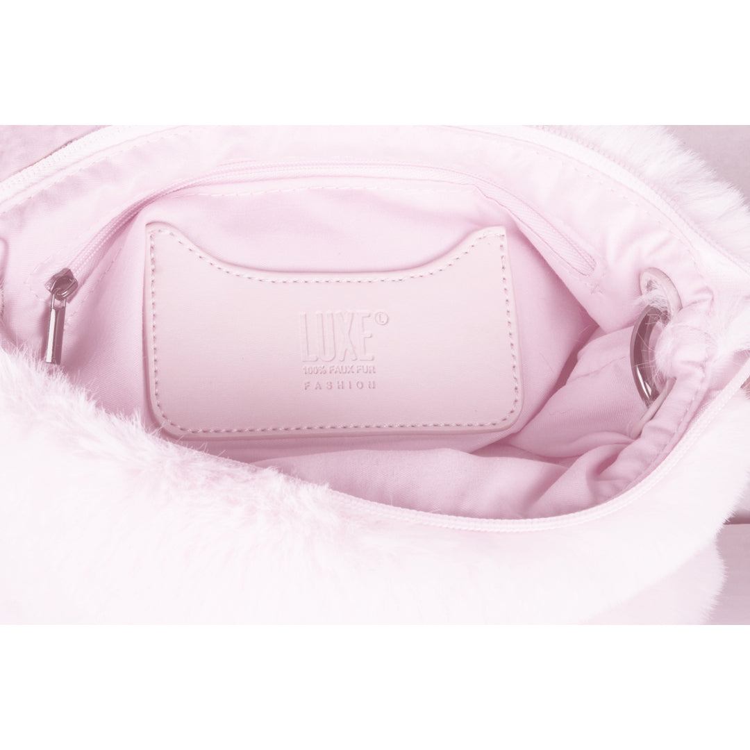 Luxe Pink Faux faux Purse Detachable Strap 2 Internal Pockets Fully Lined Image 7