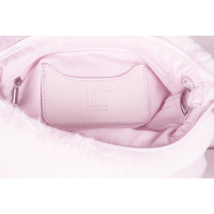 Luxe Pink Faux faux Purse Detachable Strap 2 Internal Pockets Fully Lined Image 7