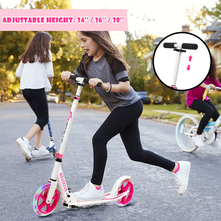 Goplus Folding Sports Kick Scooter w/LED Wheels for Kids Teens Pink\ Blue Image 2