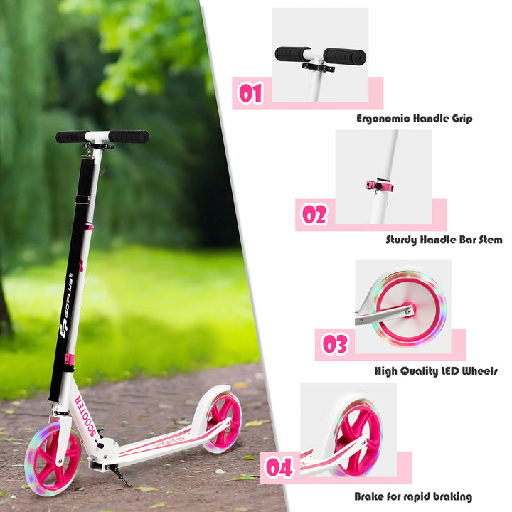 Goplus Folding Sports Kick Scooter w/LED Wheels for Kids Teens Pink\ Blue Image 6