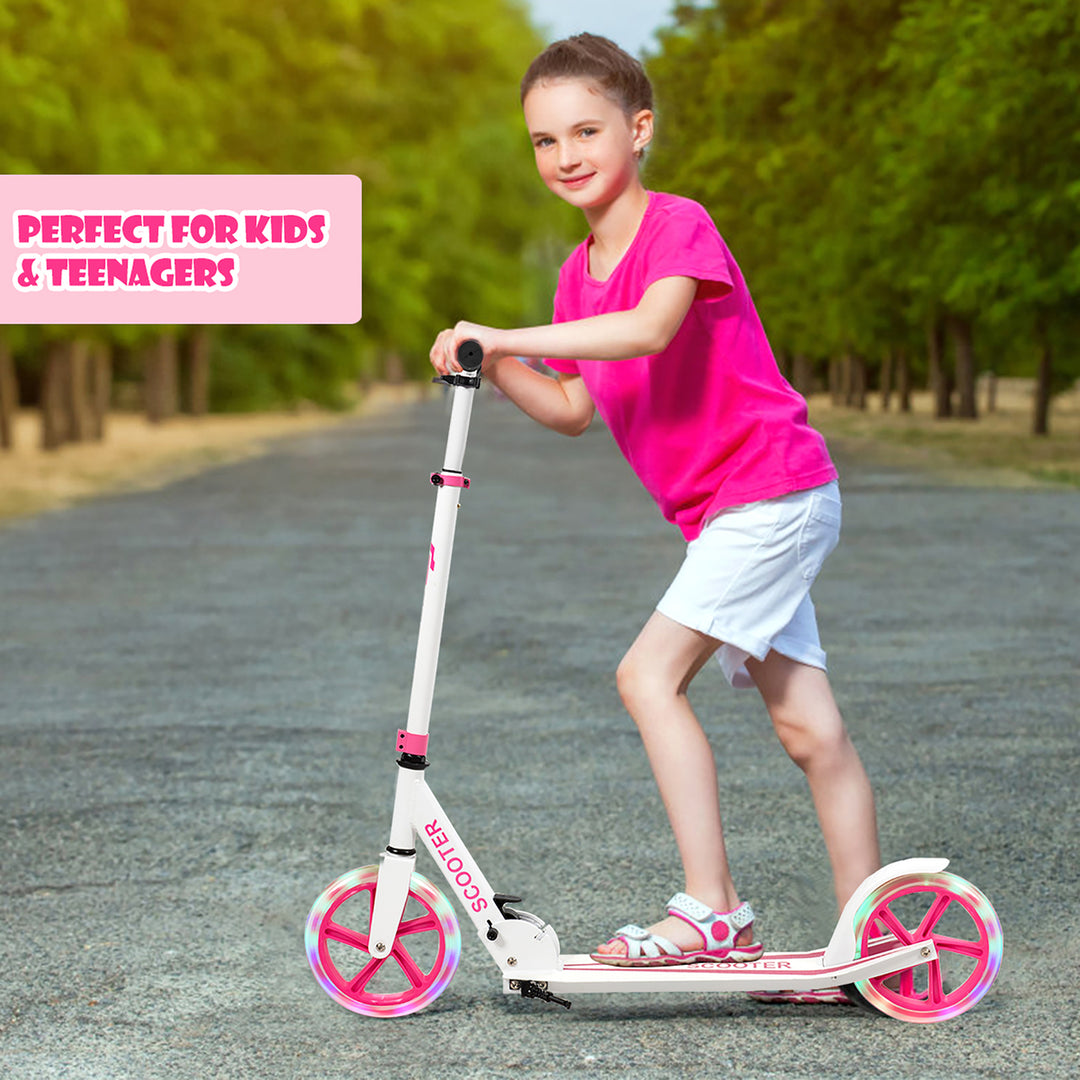 Goplus Folding Sports Kick Scooter w/LED Wheels for Kids Teens Pink\ Blue Image 8