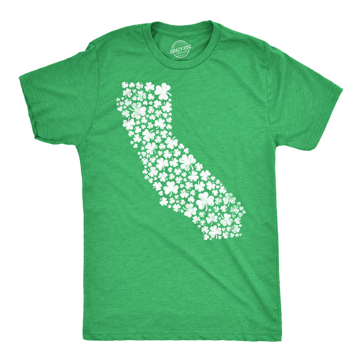 Mens California State Clovers T Shirt Funny St Pattys Day Parade Shamrocks Lovers Tee For Guys Image 1