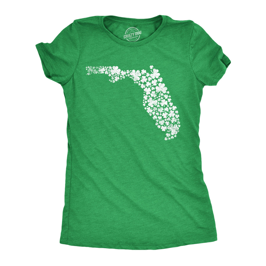 Womens Florida State Clovers T Shirt Funny St Pattys Day Parade Shamrocks Lovers Tee For Ladies Image 1