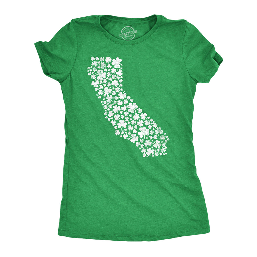 Womens California State Clovers T Shirt Funny St Pattys Day Parade Shamrocks Lovers Tee For Ladies Image 1