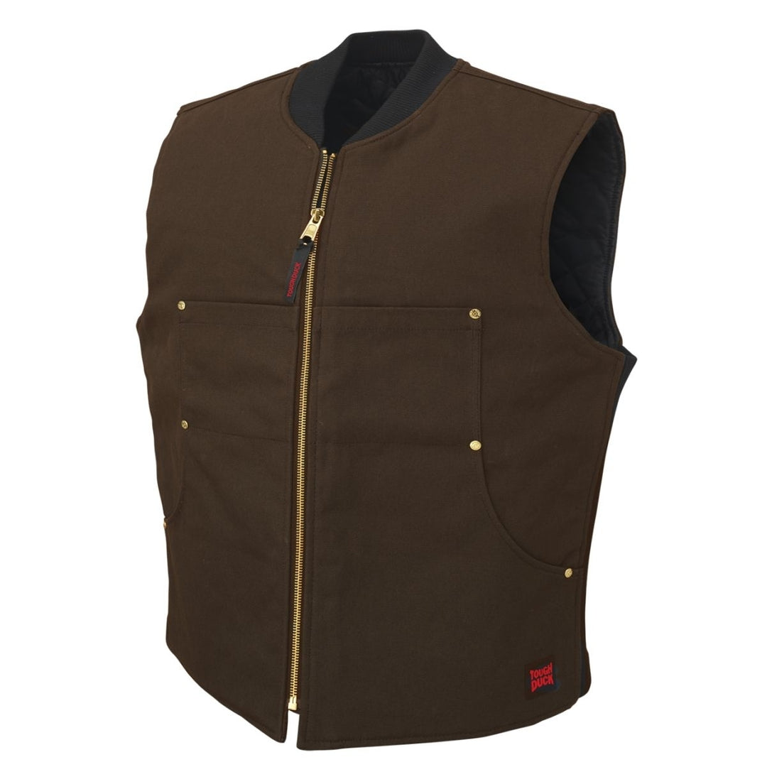 Tough Duck Mens Moto Vest Dark Brown - WV04-DKBR DARK BROWN Image 1