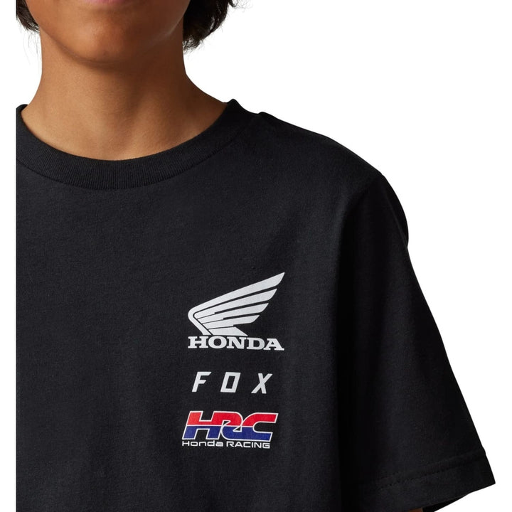 Fox Racing Boys Youth Fox X Honda Short Sleeve Tee  BLACK Image 4