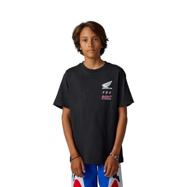 Fox Racing Boys Youth Fox X Honda Short Sleeve Tee  BLACK Image 2