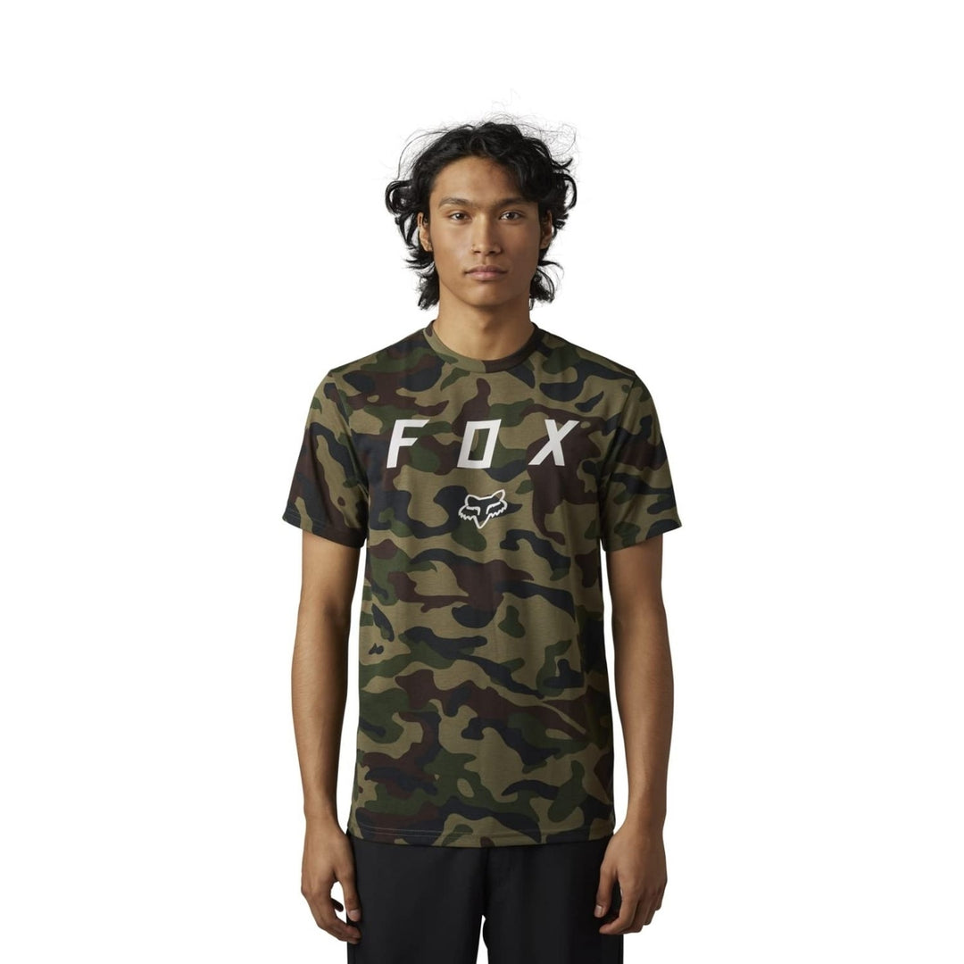 Fox Racing Mens Standard Vzns Short Sleeve Tech Tee GREEN CAMO Image 1