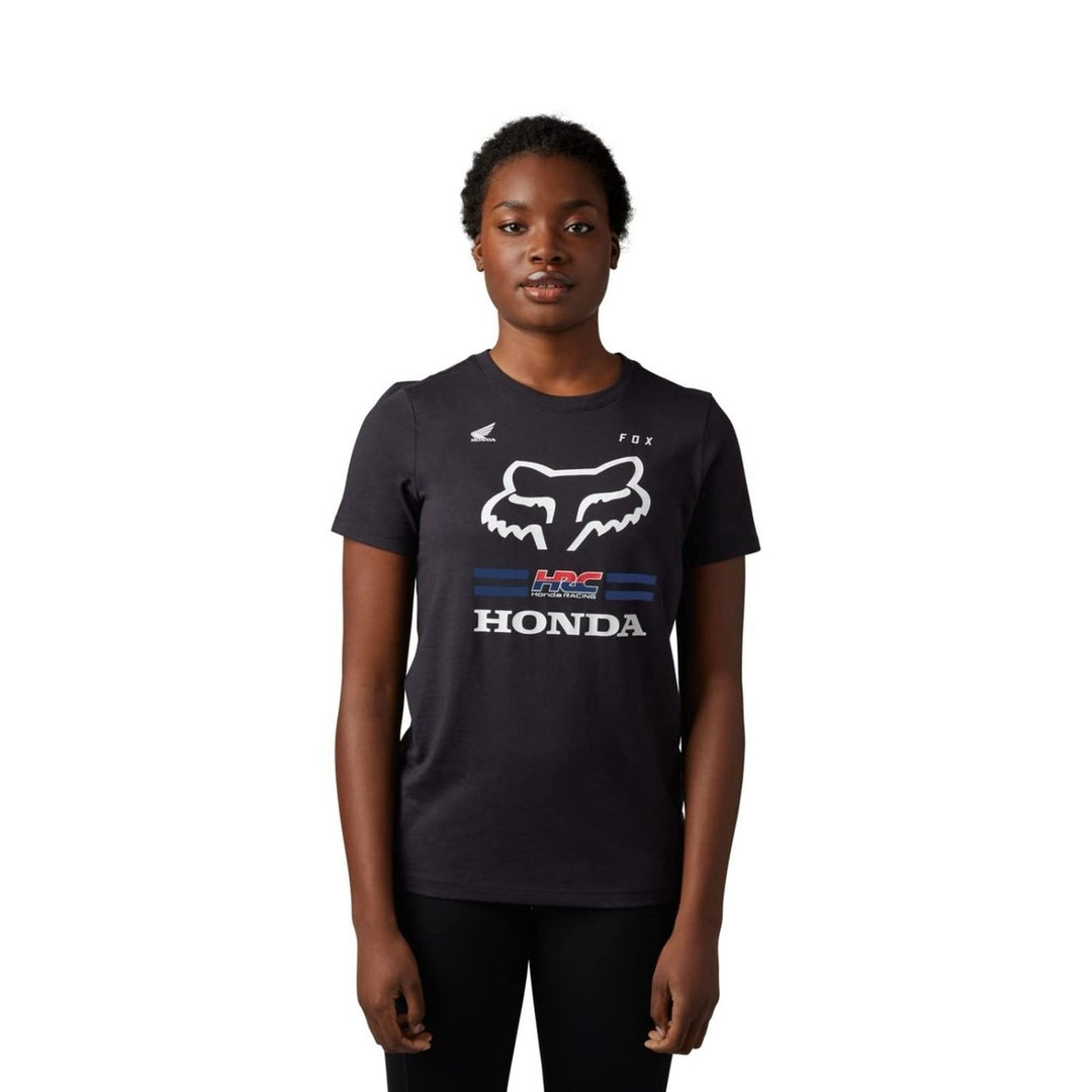 Fox Racing Womens Standard Fox X Honda Short Sleeve Tee BLACK Image 1