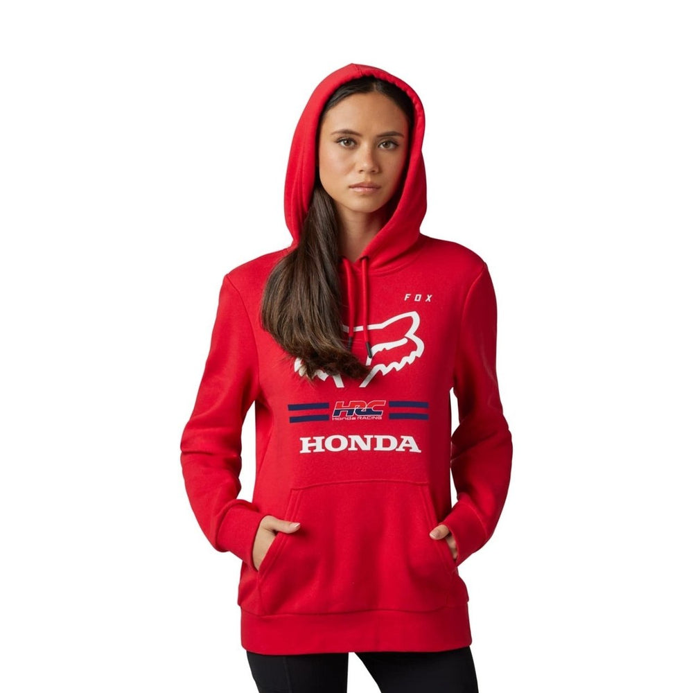 Fox Racing Womens Standard Fox X Honda Pullover Fleece Hoddie FLAME RED Image 2