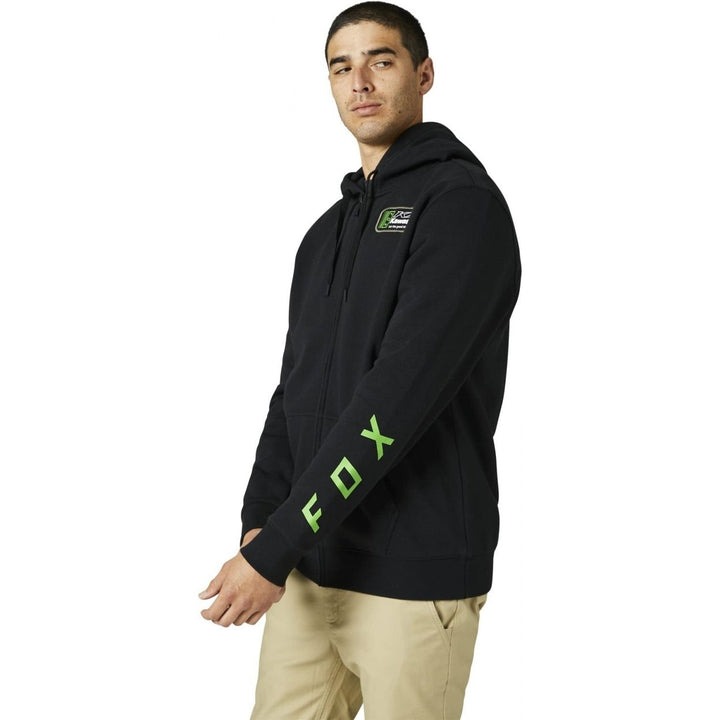 Fox Racing Zip Fleece Hooded Sweatshirt Mens Heather Graphite Kawasaki Image 1