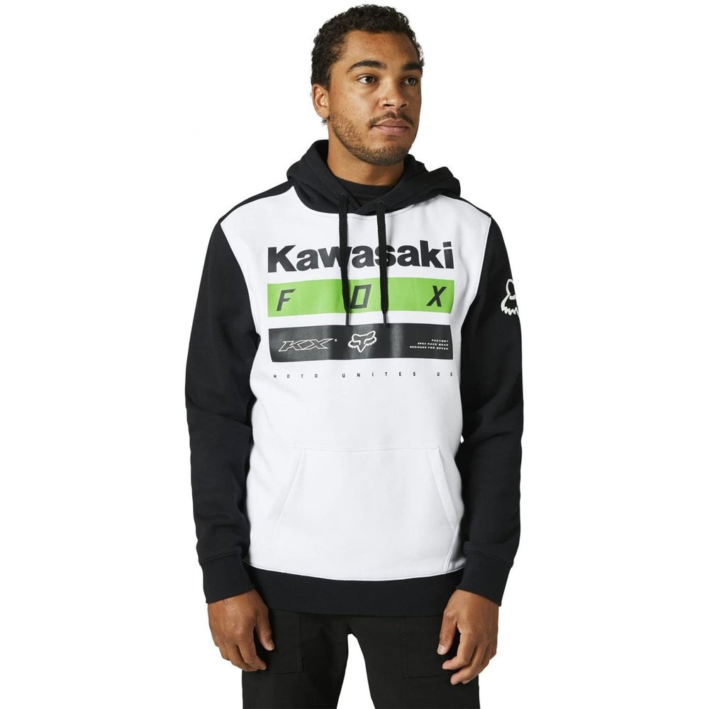 Fox Racing Men's Kawasaki Pullover Fleece  BLACK/WHITE Image 2