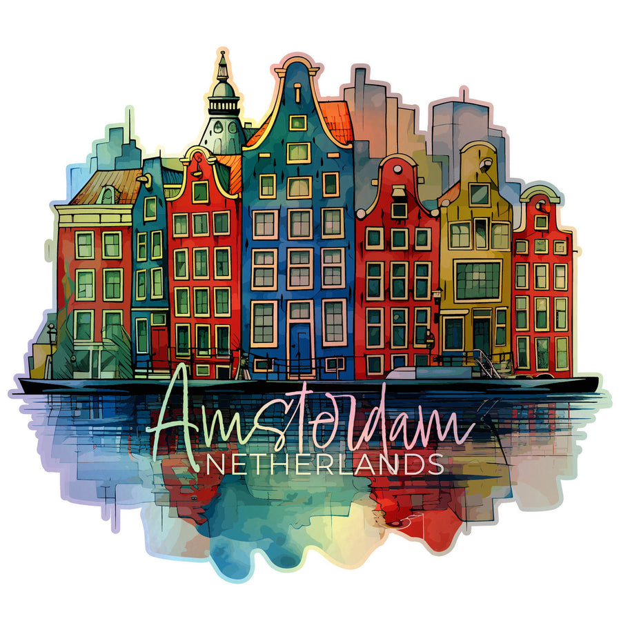 Amsterdam Netherlands Holographic Charm Durable Vinyl Decal Sticker C Image 1