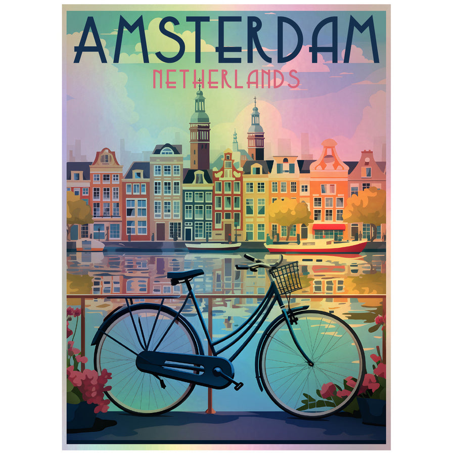 Amsterdam Netherlands Holographic Charm Durable Vinyl Decal Sticker A Image 1