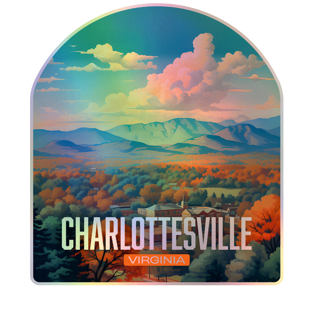 Chalottesville Virgina Holographic Charm Durable Vinyl Decal Sticker B Image 1