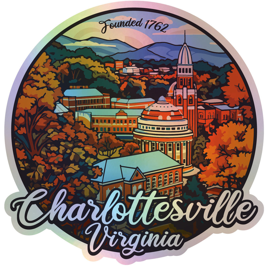 Chalottesville Virgina Holographic Charm Durable Vinyl Decal Sticker C Image 1