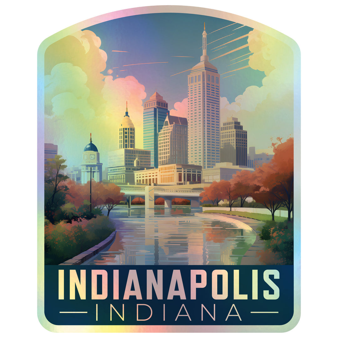 Indianapolis Indiana Holographic Charm Durable Vinyl Decal Sticker A Image 1