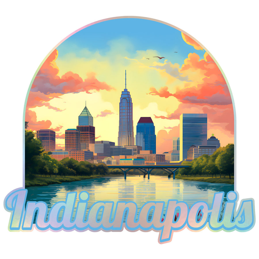 Indianapolis Indiana Holographic Charm Durable Vinyl Decal Sticker B Image 1