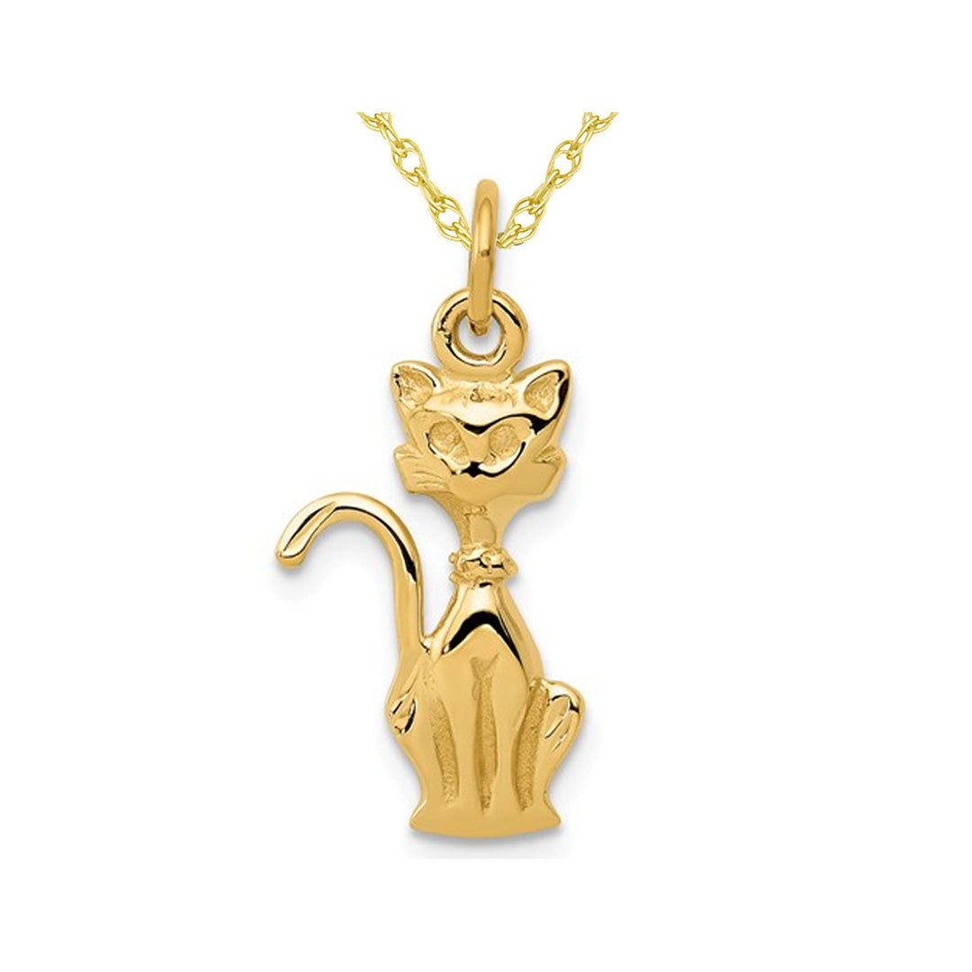 14K Yellow Gold Tom Cat Pendant Necklace with Chain Image 1