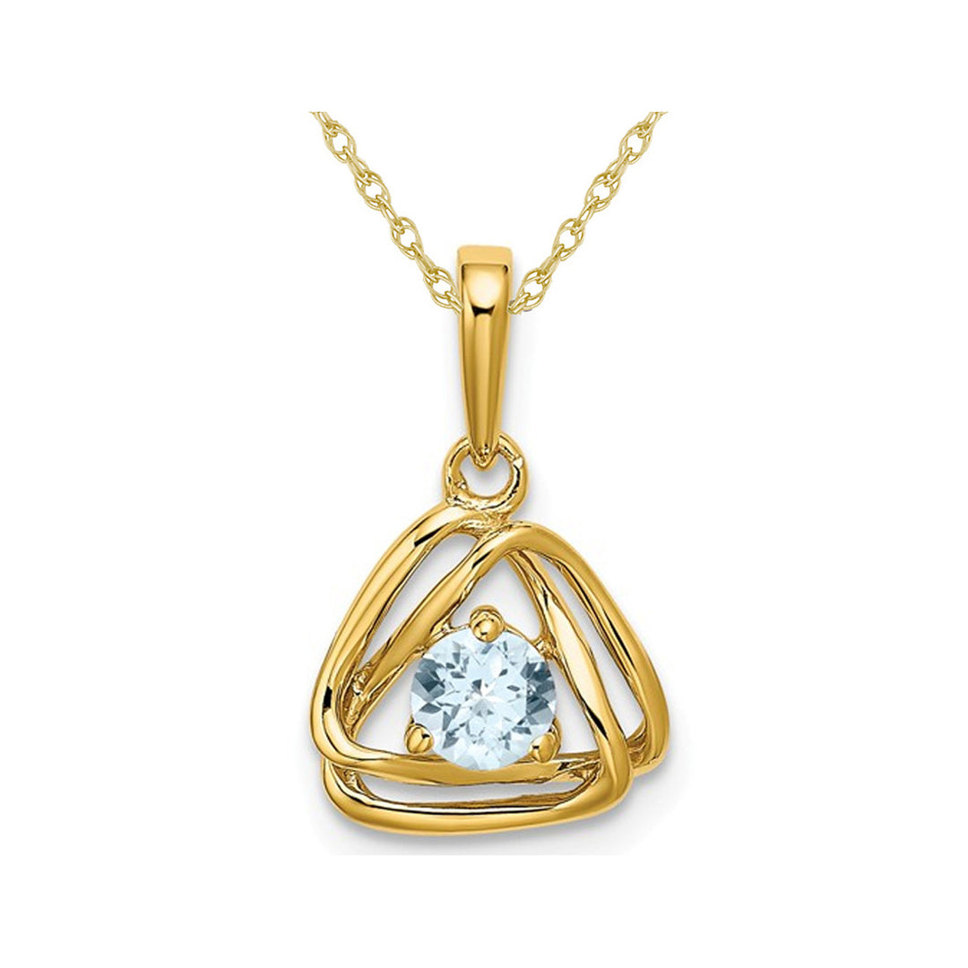 1/4 Carat (ctw) Natural Aquamarine Dangle Pendant Necklace in 14K Yellow Gold with Chain Image 1