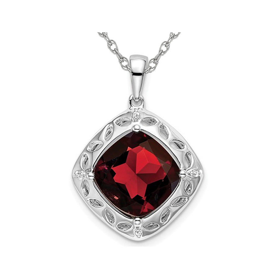 4.25 Carat (ctw) Large Natural Garnet Dangling Pendant Necklace in Sterling Silver with Chain Image 1
