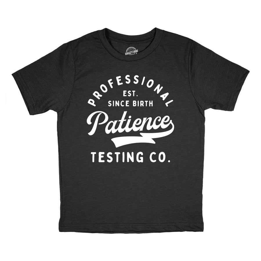 Youth Professional Patience Testing Co T Shirt Funny Joke Tee For Kids Image 1