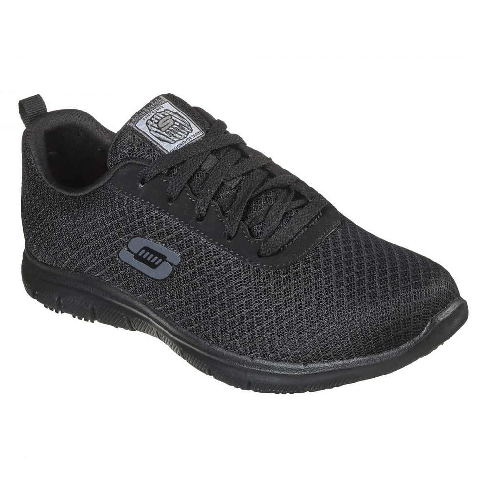 SKECHERS WORK Womens Relaxed Fit Ghenter - Bronaugh SRS oft TOe Slip Resistant Work Shoe Black - 77210/BLK BLACK Image 2