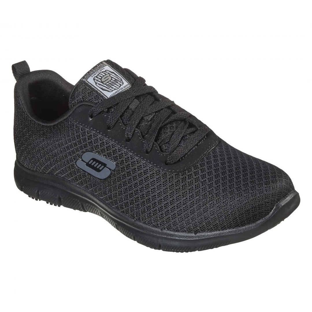 SKECHERS WORK Womens Relaxed Fit Ghenter - Bronaugh SRS oft TOe Slip Resistant Work Shoe Black - 77210/BLK BLACK Image 2