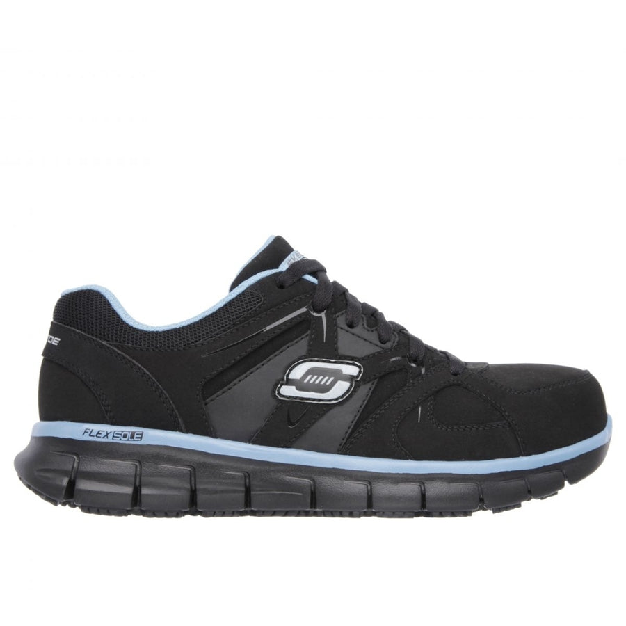 SKECHERS WORK Womens Synergy - Sandlot Alloy Toe Lace-Up Work Shoe Black/Blue - 76553/BKBL BLACK/BLUE Image 1